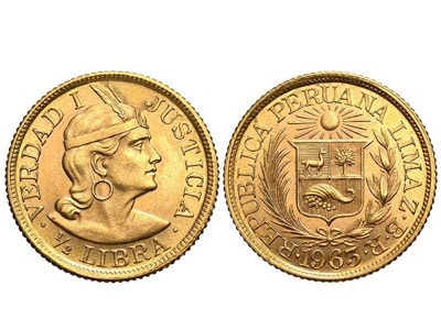 1 Λίβρα Περού-Χρυσά νομίσματα