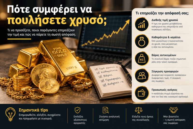 pote-sumferei-na-poulisete-xruso Πότε είναι κατάλληλη στιγμή για πώληση χρυσού με χρυσές λίρες, ράβδους χρυσού και διάγραμμα τιμών